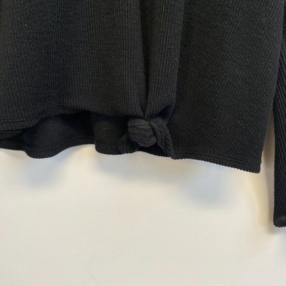 Madewell Black Ribbed Front Knot Top - Picture 3 of 10